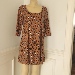 SOFT Leopard Print Pink Rose Comfortable Dress Quarter Sleeves